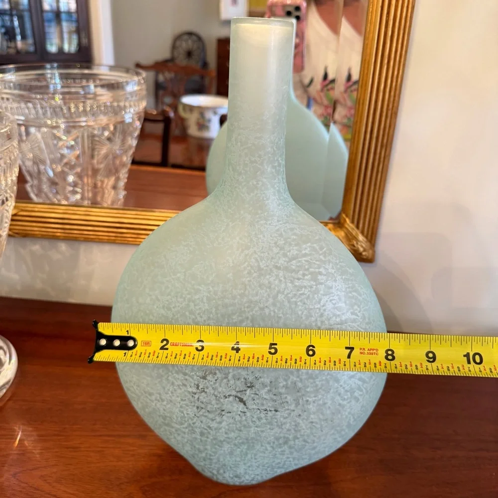 NWT Pottery Barn Frosted Seaglass Bottle Vase Coastal Aqua